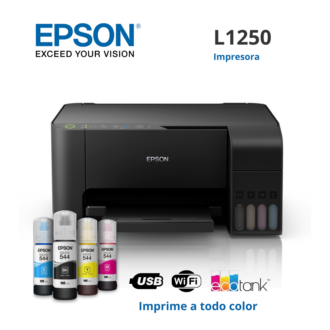 Impresora de tinta Epson EcoTank L1250, Imprime / Inalambrica / USB de alta velocidad